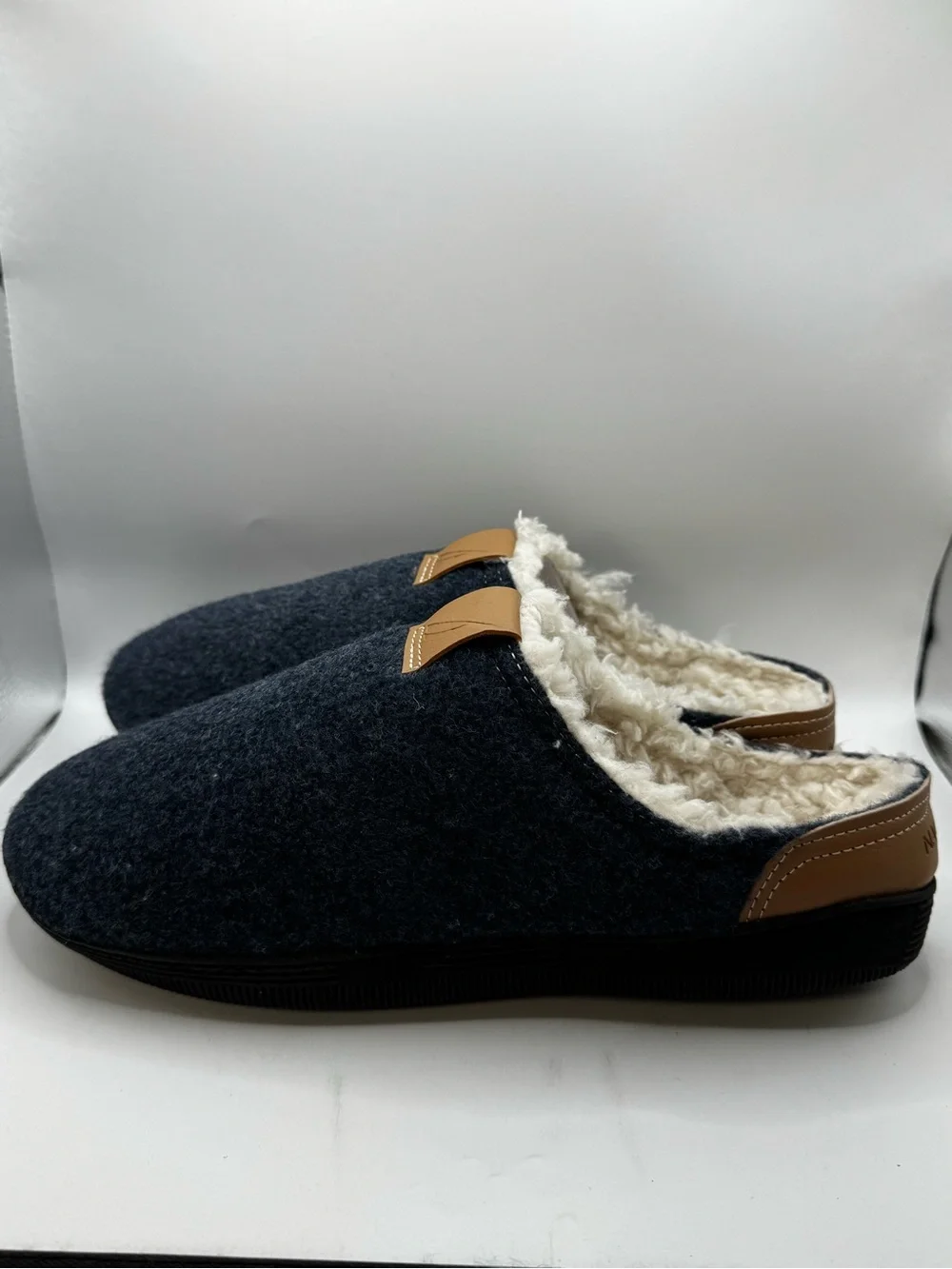 Nautica Men’s Dark Gray Slip-On Fleece Lined Slipper